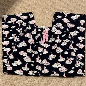 Peter Alexander Bunny Pajama Bottoms with Pink Bunnies Cloud Print Small Navy